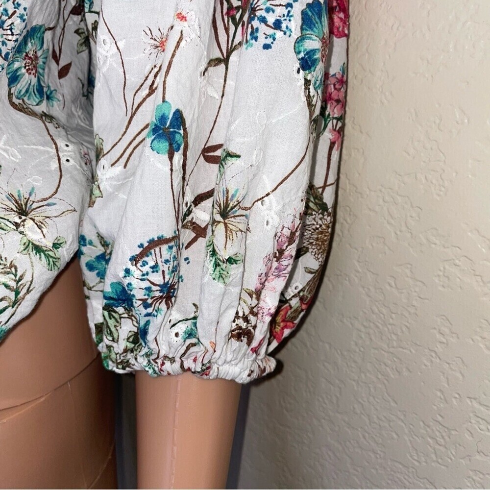Sanctuary In Bloom blouse Cotton Floral-print In Cheerful floral button up SZ SM - Picture 6 of 9